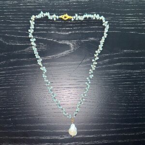 Elegant Gold and Blue Beaded Necklace